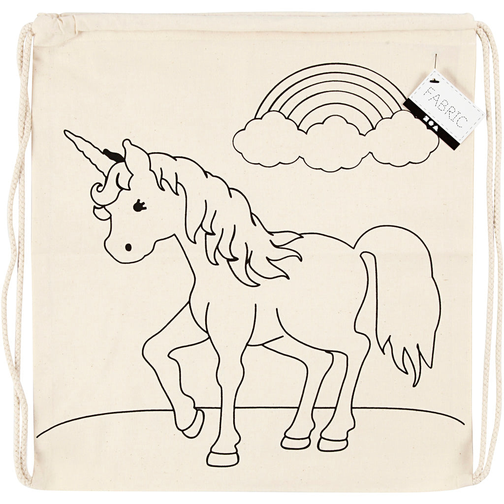 Gym bag, unicorns, size 37x41 cm, 110 g, light natural, 1 pc