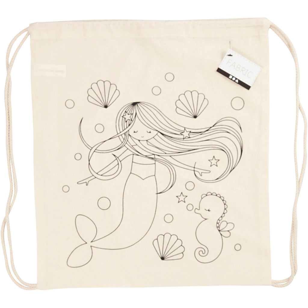 Gym bag, mermaid, size 37x41 cm, 110 g, light natural, 1 pc