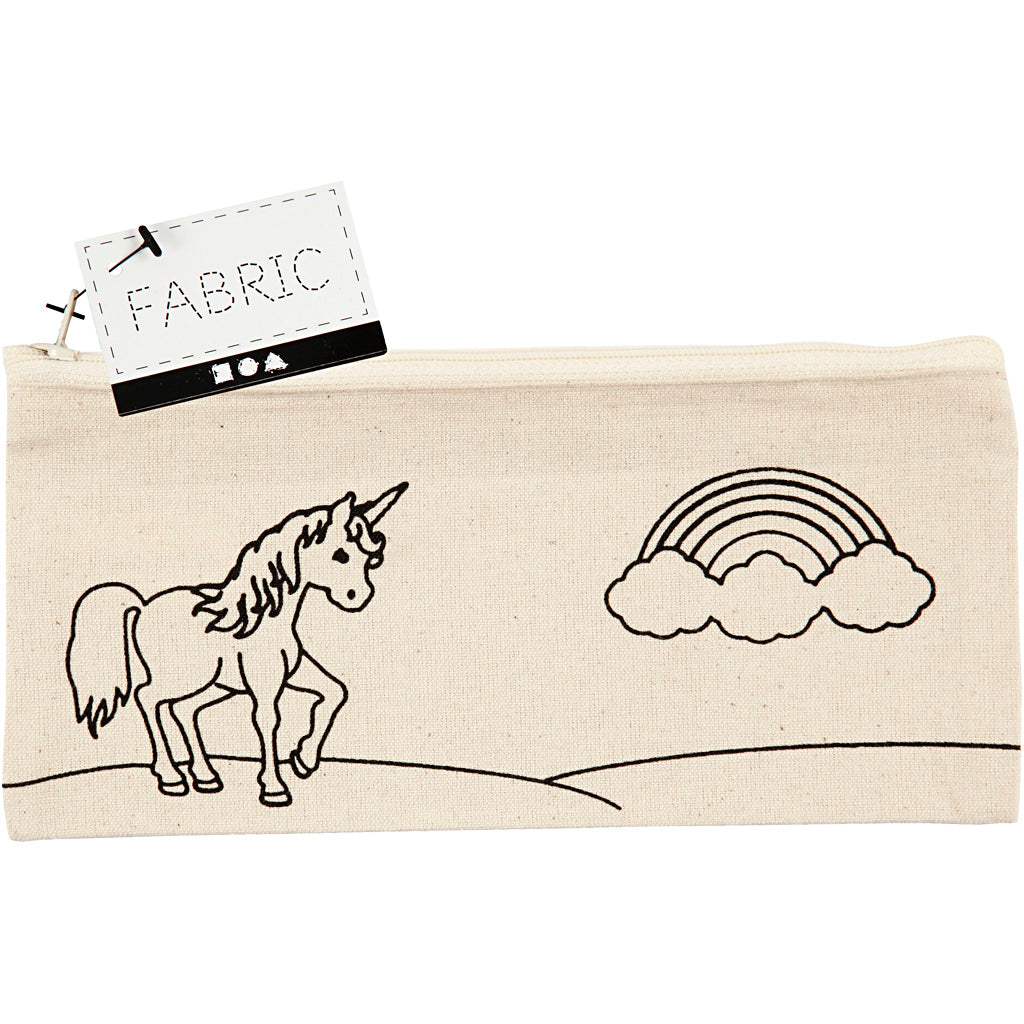 Pencil case, unicorn, size 21x9 cm, 245 g, light natural, 1 pc