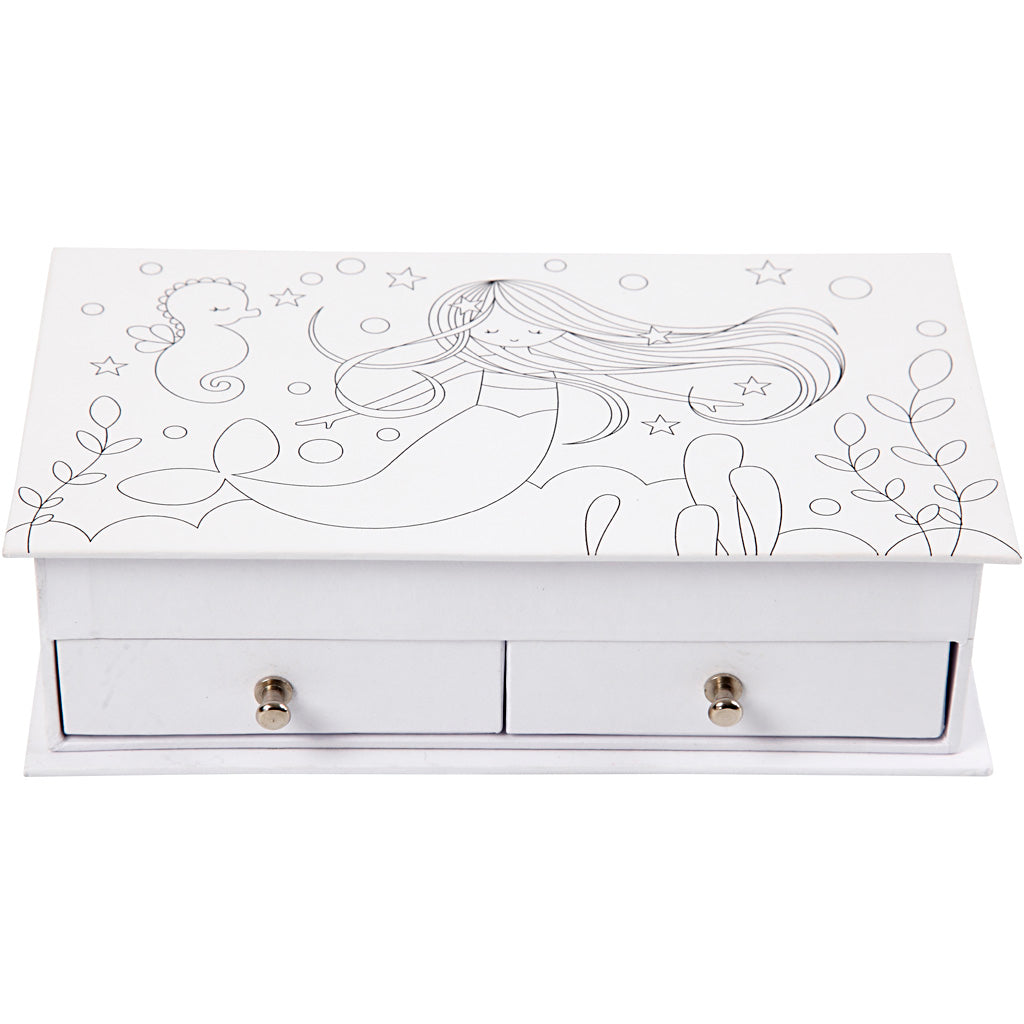 Jewellery Box, H: 5 cm, size 18x10,5 cm, white, 1 pc
