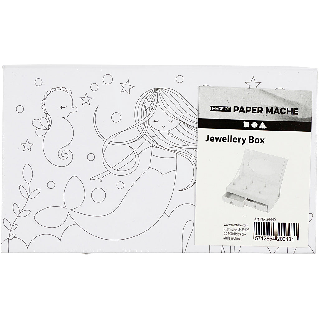 Jewellery Box, H: 5 cm, size 18x10,5 cm, white, 1 pc