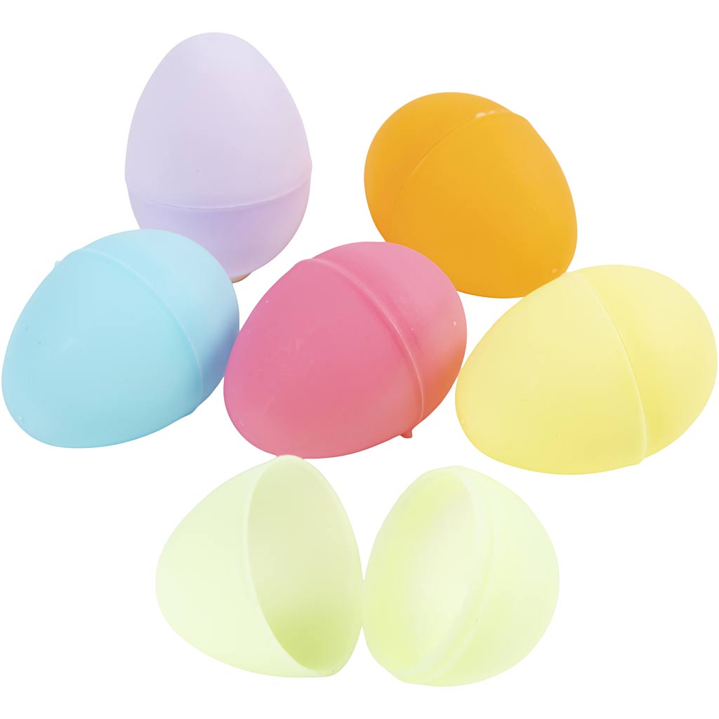 Eggs, H: 4,5 cm, dia. 3 cm, pastel colours, 24 pc/ 1 pack