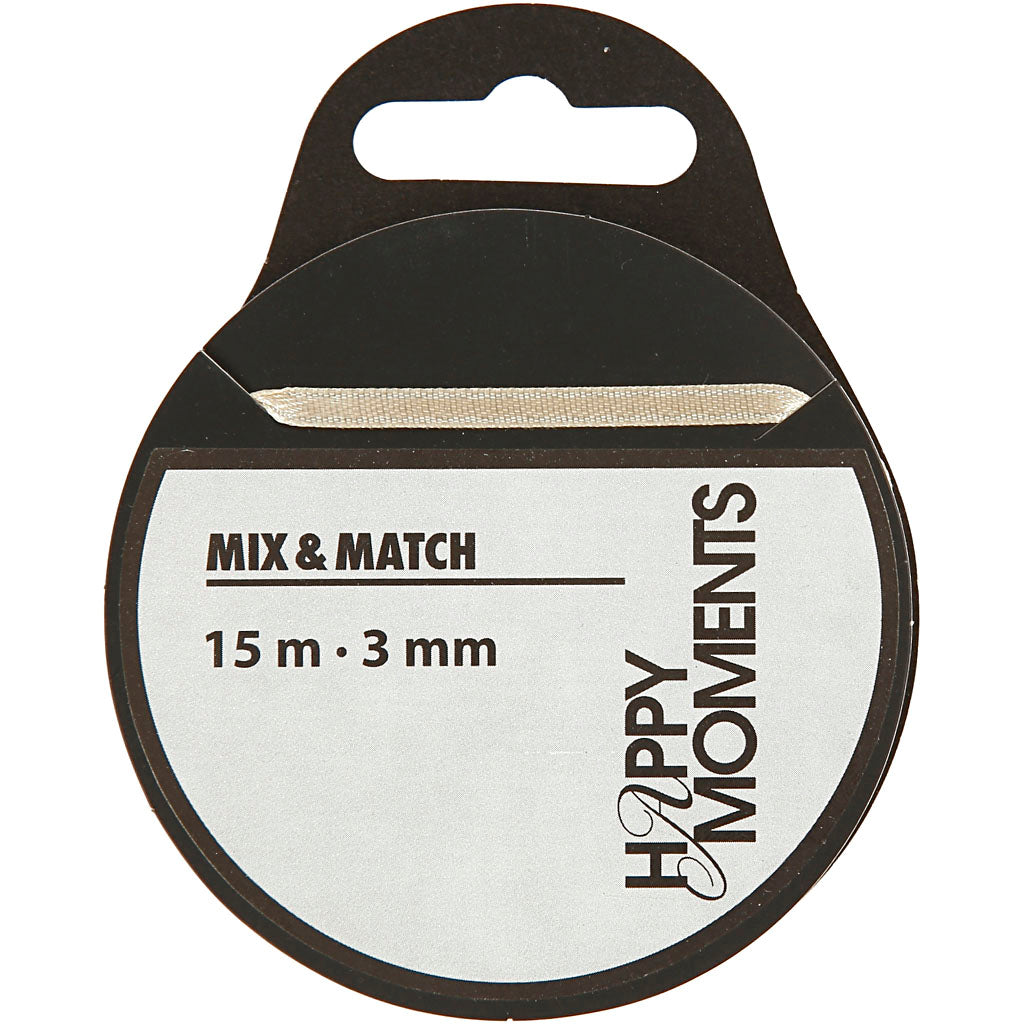 Satin Ribbon, W: 3 mm x 15m roll