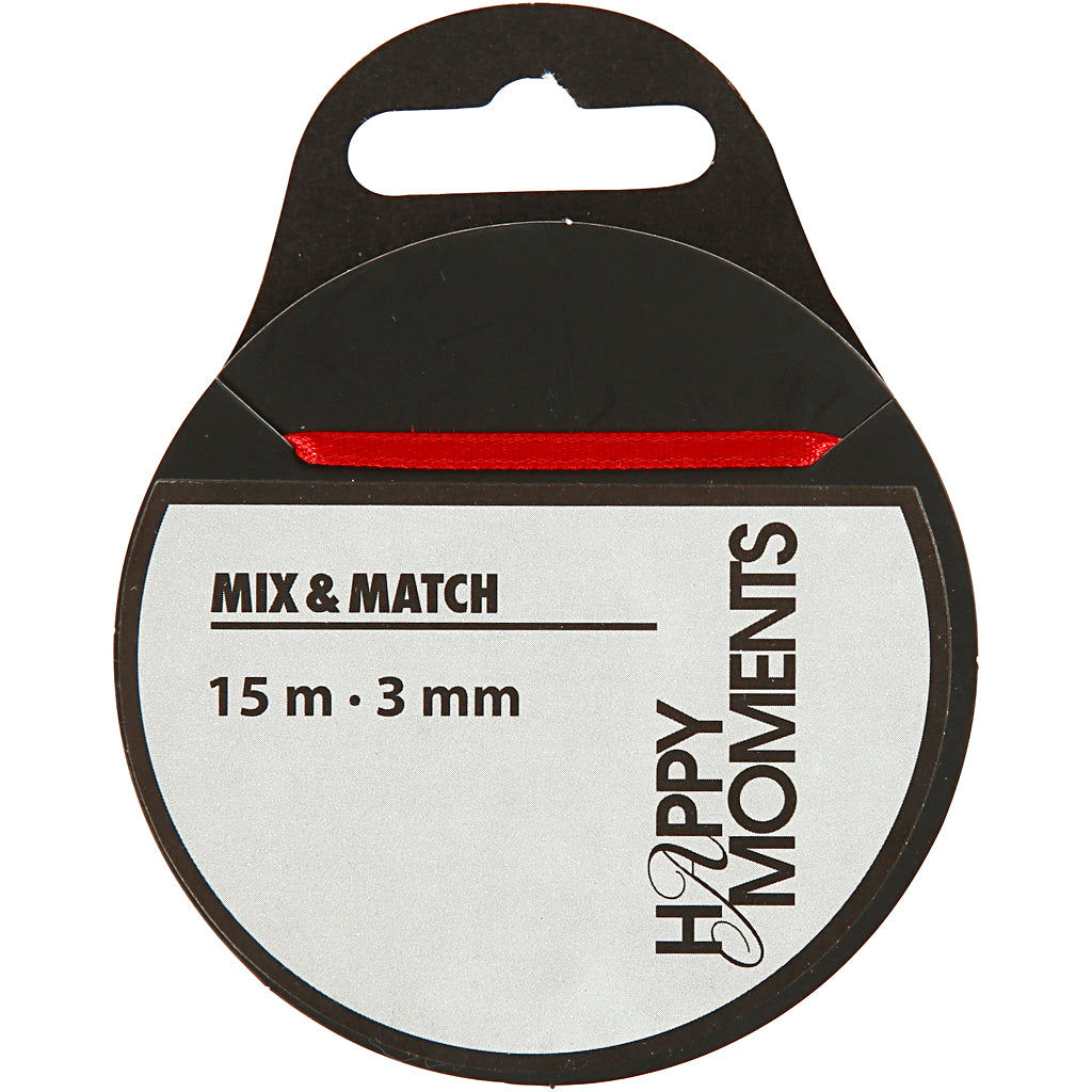 Satin Ribbon, W: 3 mm x 15m roll