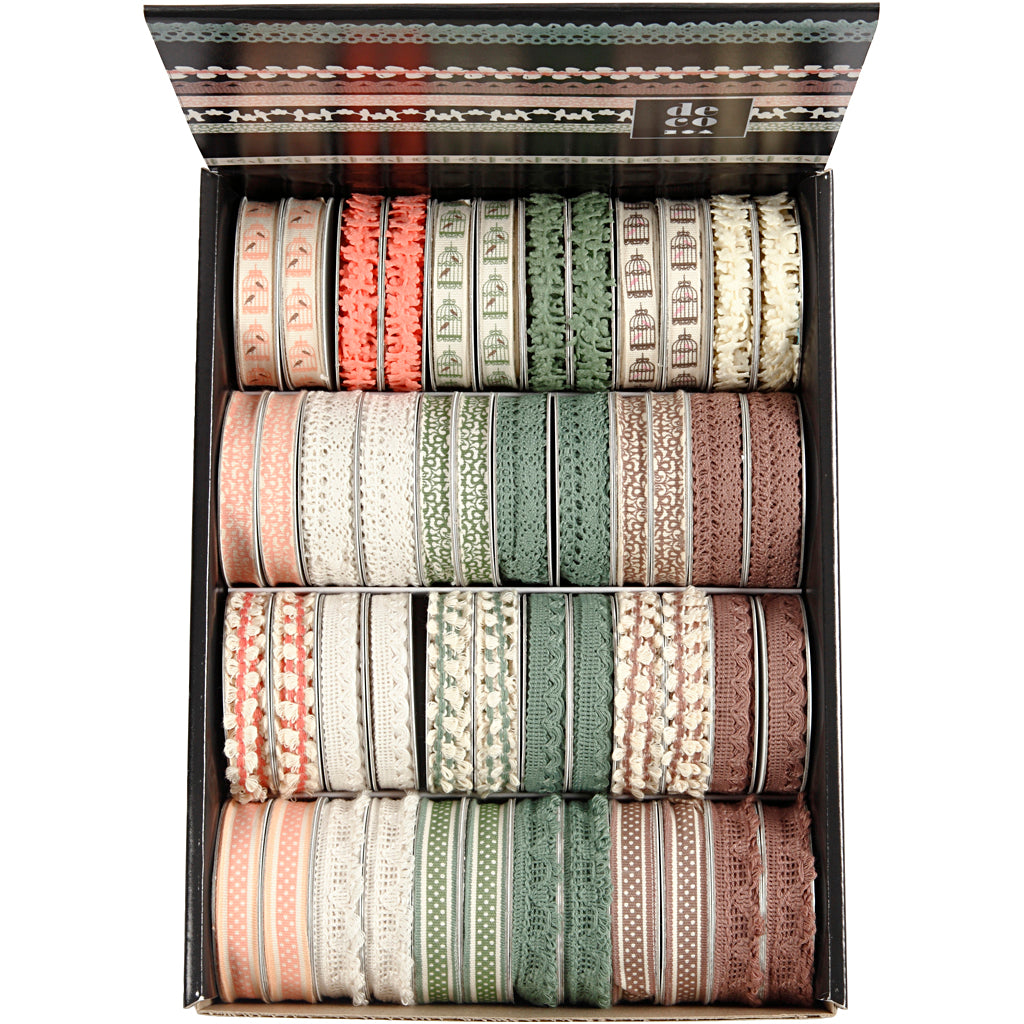 Decorative Ribbon, W: 10-15 mm, 48x2 m
