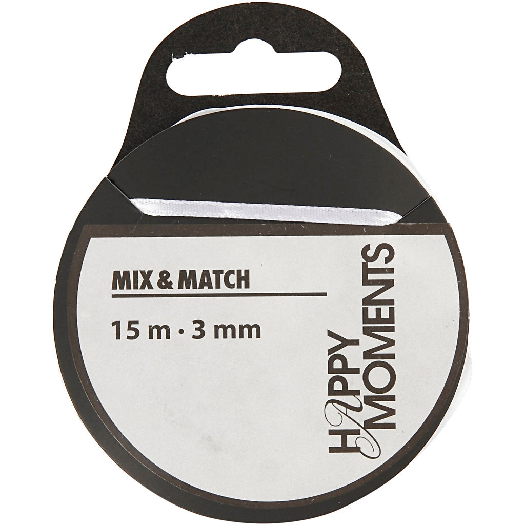 Satin Ribbon, W: 3 mm x 15m roll