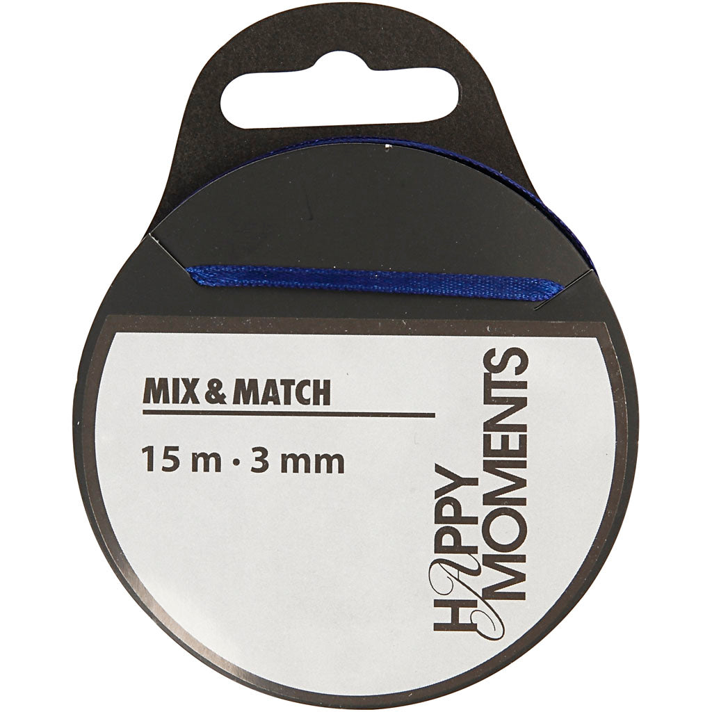 Satin Ribbon, W: 3 mm x 15m roll