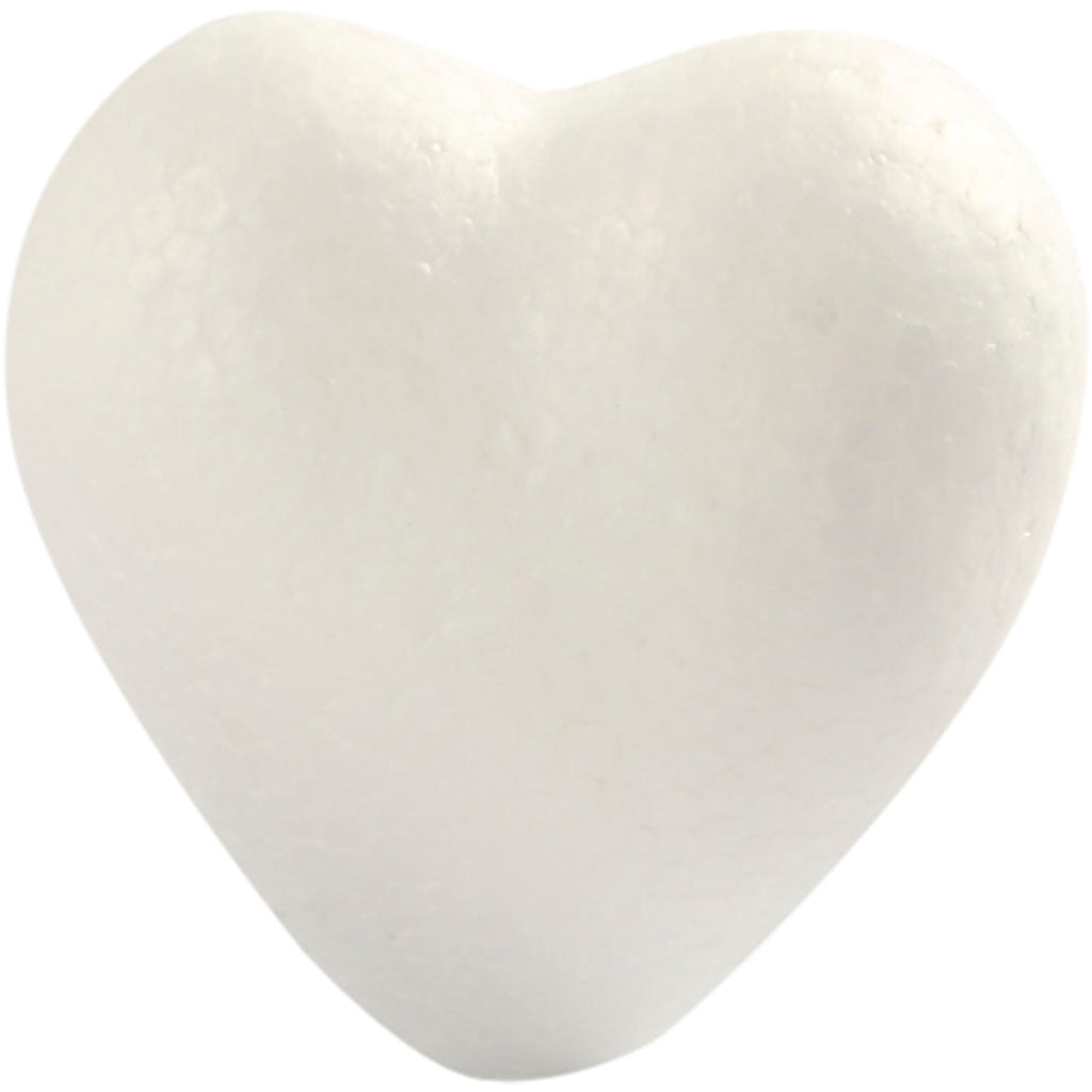Heart, H: 6 cm, D. 3 cm, W: 6 cm, white, 5 pc/ 1 pack