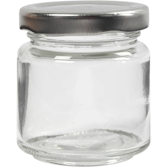 Storage Glass Jar, H: 6,5 cm, dia. 5,7 cm, 100 ml, transparent, 12 pc/ 1 pack