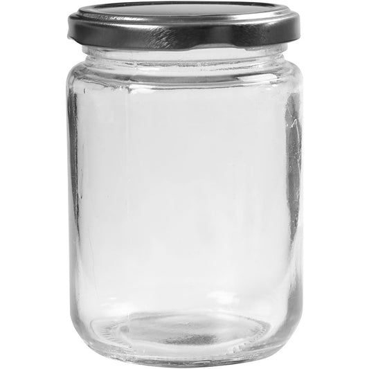 Storage Glass Jar, H: 11 cm, dia. 7,5 cm, 370 ml, transparent, 6 pc/ 1 pack