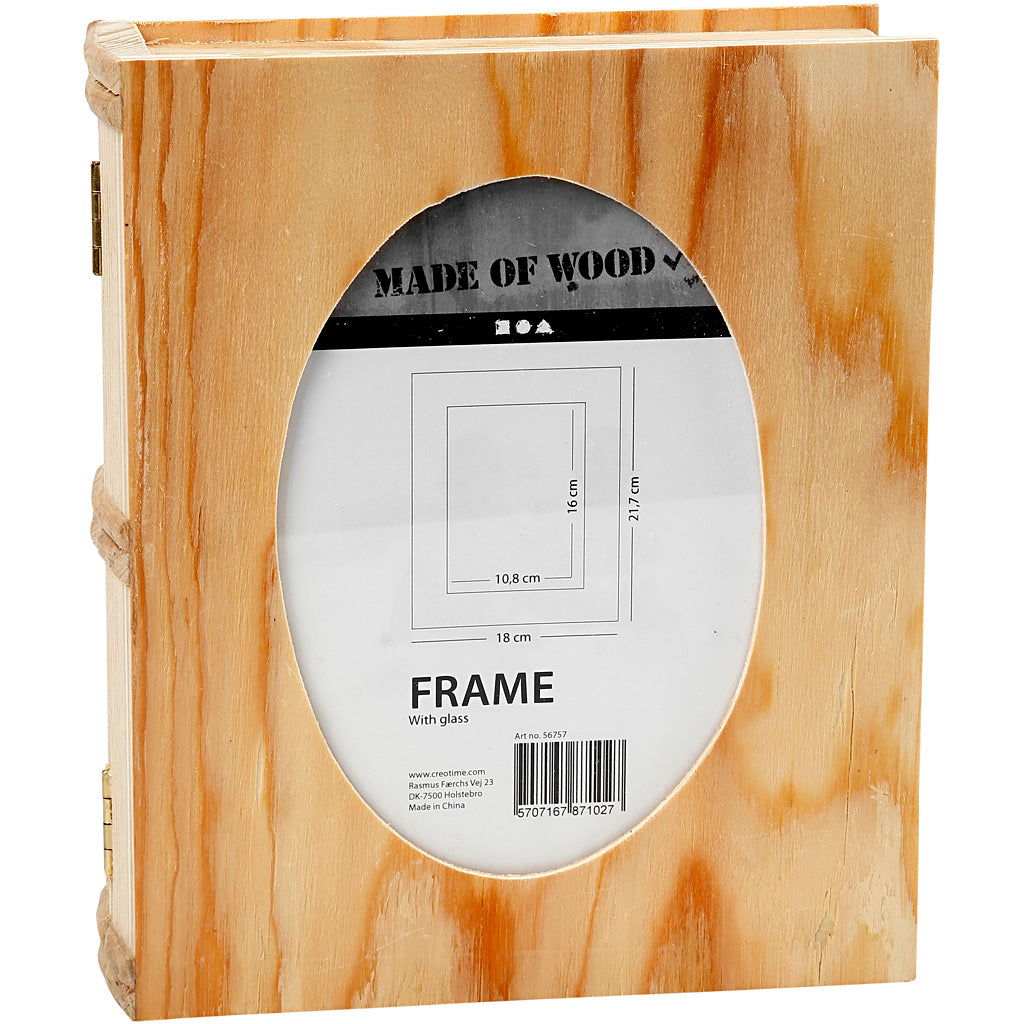 Wooden box in a book shape .