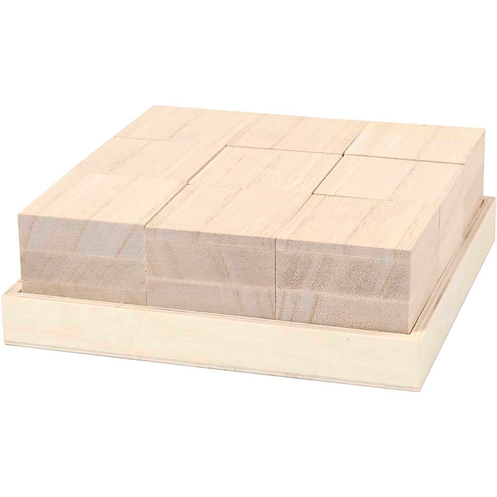 Wooden Cubes, size 4x4x4 cm, 9 pc-