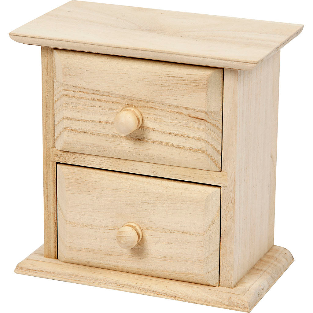 Small wood chest of drawers with 2 drawers.