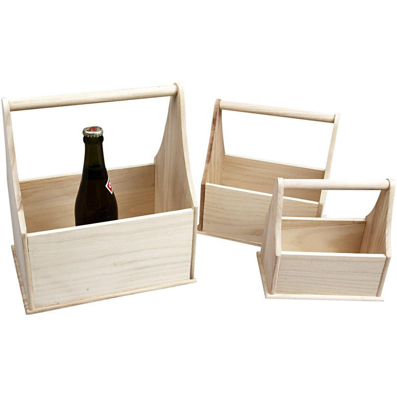 Bottle holder or wood basket - set of 3 pcs.