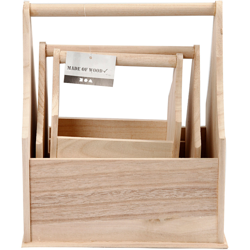 Bottle holder or wood basket - set of 3 pcs.