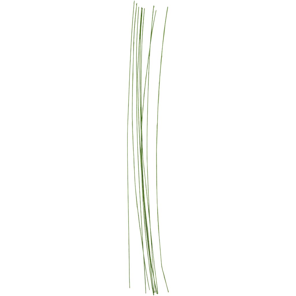 Floral stem wire, L: 30 cm, dia. 0,6 mm, green, 20 pc/ 1 pack