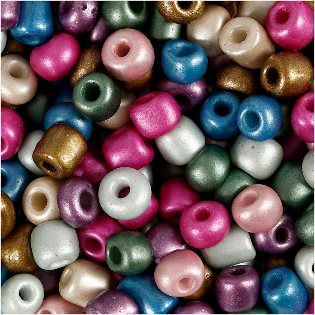 Rocaille Seed Beads, dia. 5 mm, size 4/0, hole size 1,2 mm, metallic colours