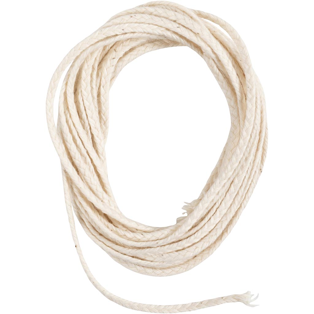 Wick, Suitable for dipped candles (dia. 30 mm) and moulded candles (dia. 80–100 mm) , W: 2 mm, 100 g, 3 m/ 1 pack