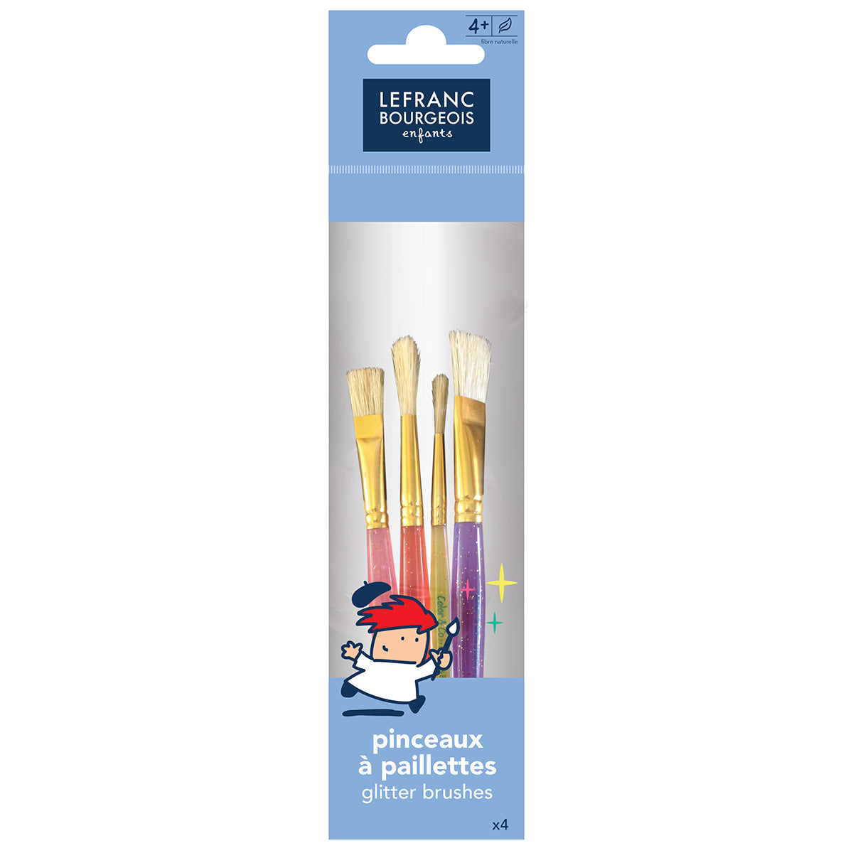 Lefranc Bourgeois Enfants Fun Brush - Glitter Pink 4 Pack