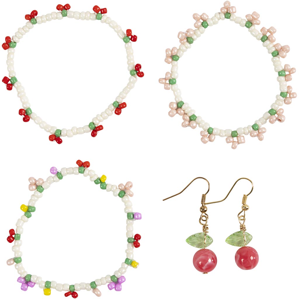 Mini Craft Kit Jewellery, Elastic bracelet and earring, 1 pack