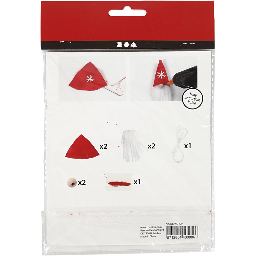 Mini Craft Kit, hanging Christmas gnome, H: 11 cm, 1 pack