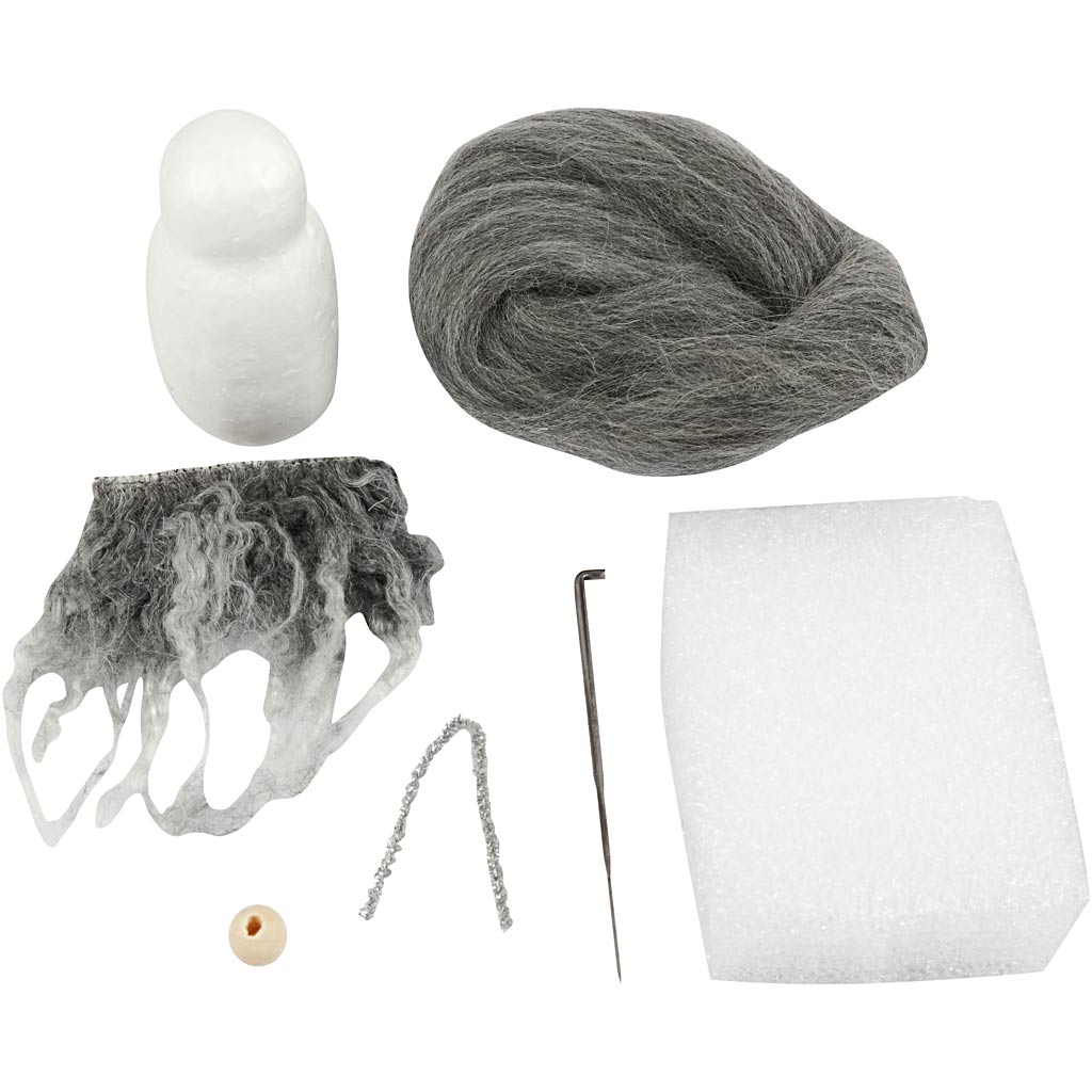 Mini Craft Kit, Christmas gnome, H: 13 cm, grey mixture, 1 pack