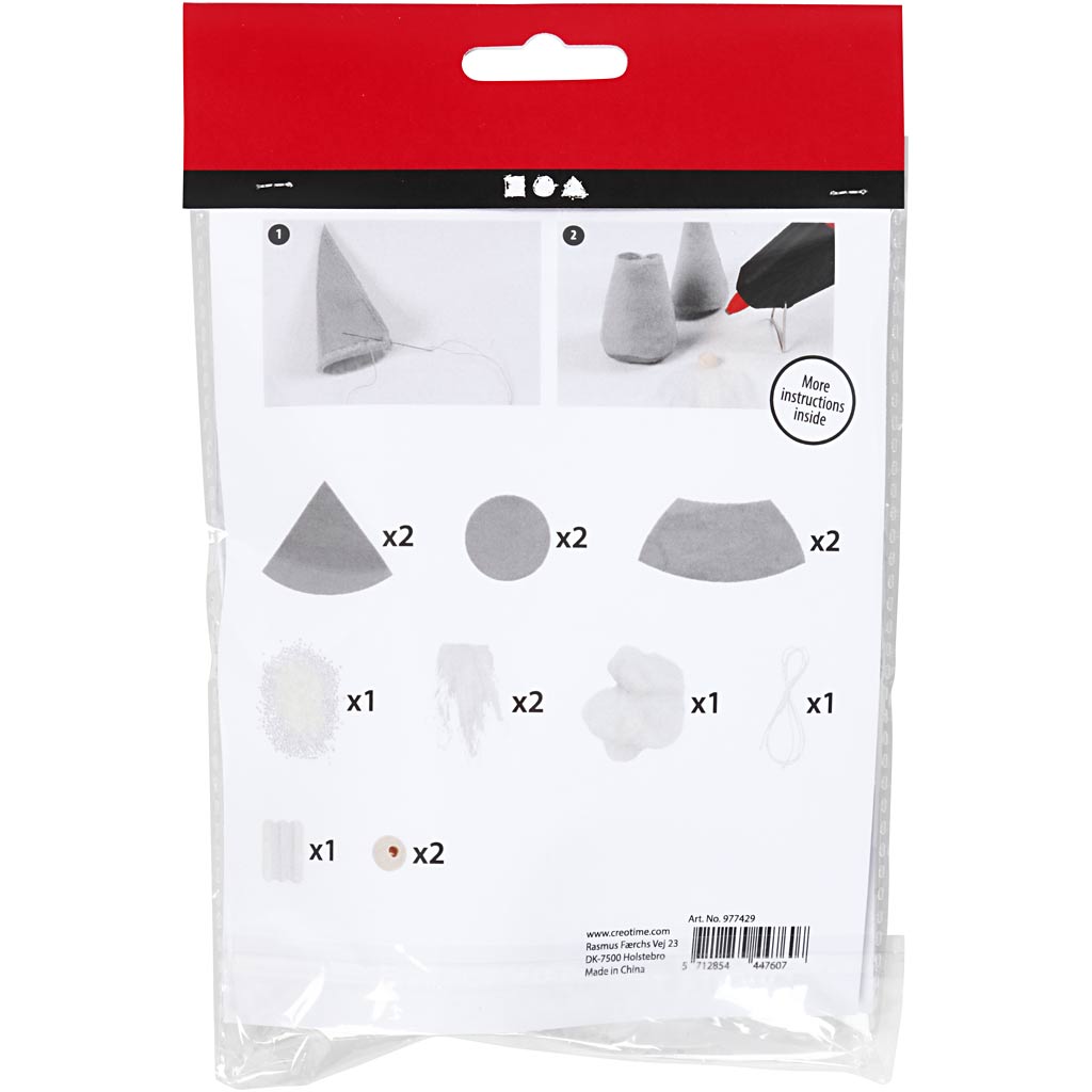 Mini Craft Kit, Scandinavian Santa gnomes, H: 12 cm, grey, 1 pack
