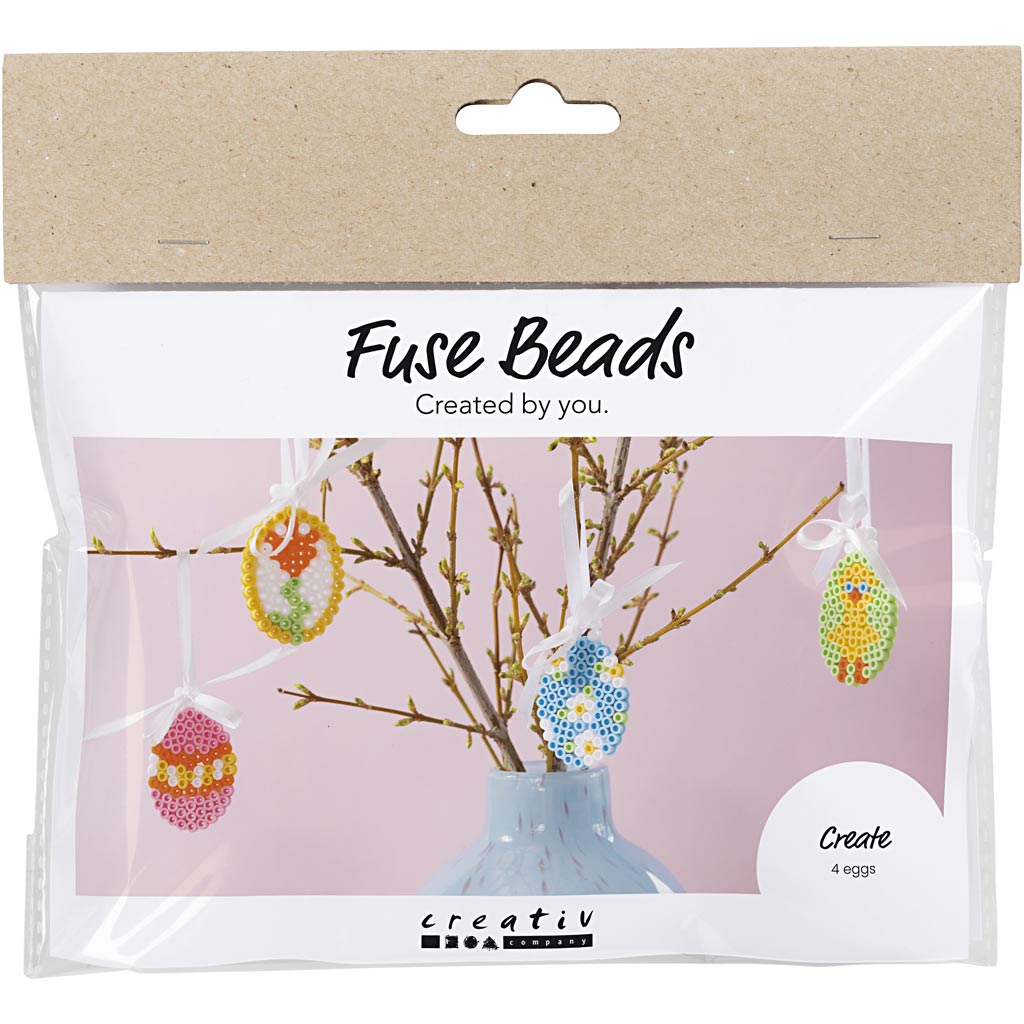 Mini Craft Kit Fuse Beads, Egg hanging decorations, assorted colours, 1 pack
