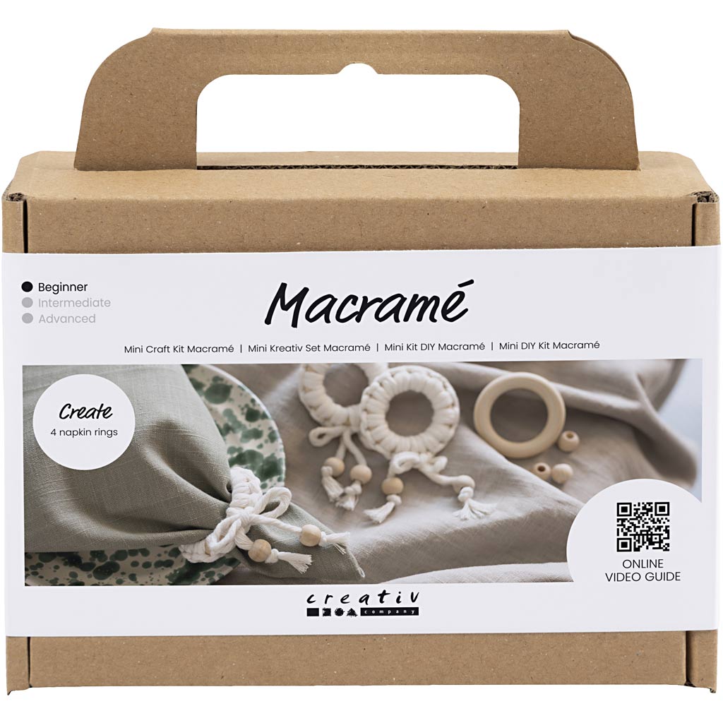 Mini Craft Kit Macramé, Napkin Ring, off white