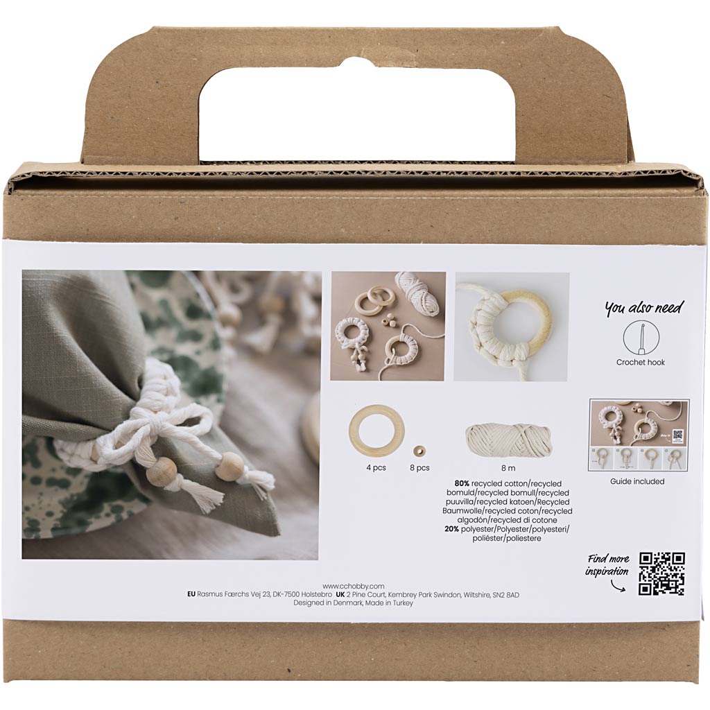 Mini Craft Kit Macramé, Napkin Ring, off white