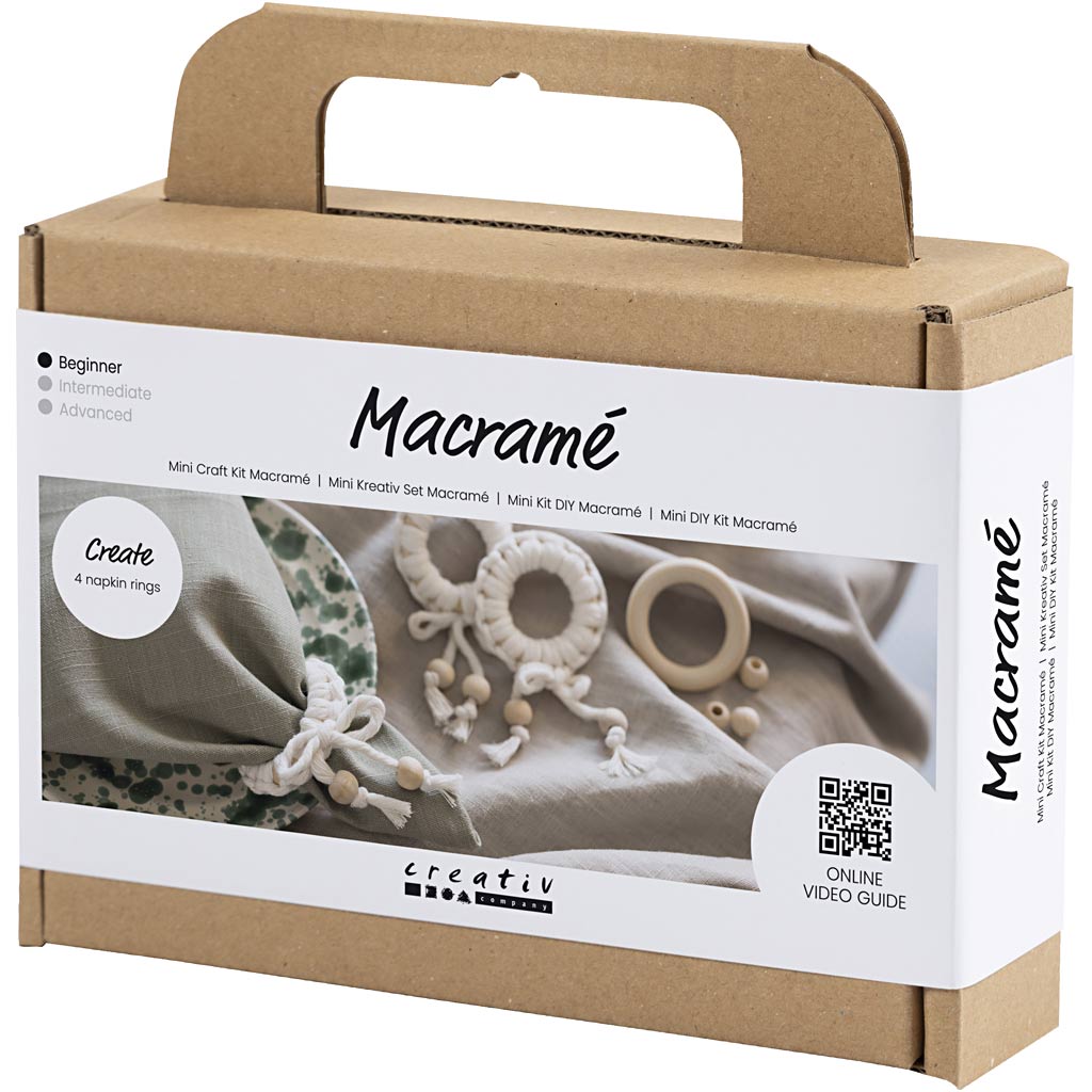 Mini Craft Kit Macramé, Napkin Ring, off white