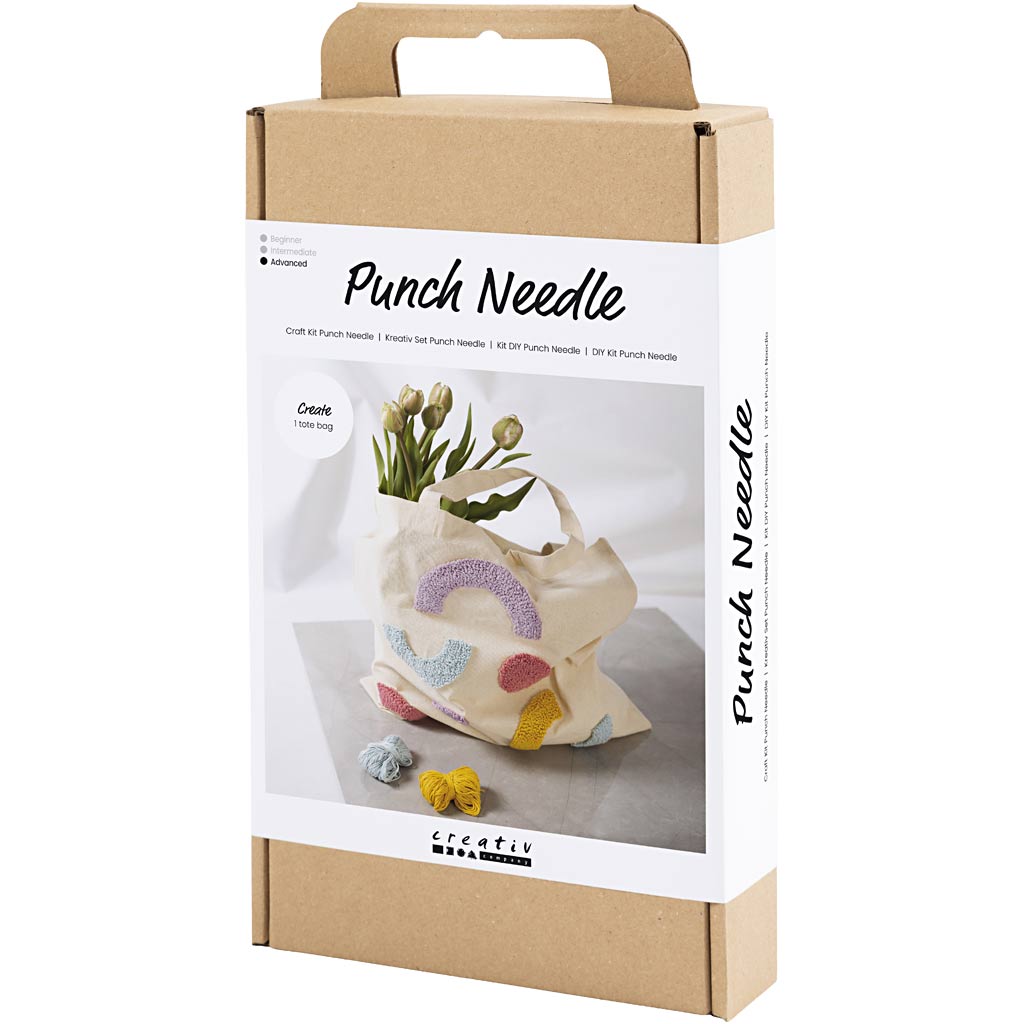 Craft Kit Punch Needle, Tote bag, pastel colours