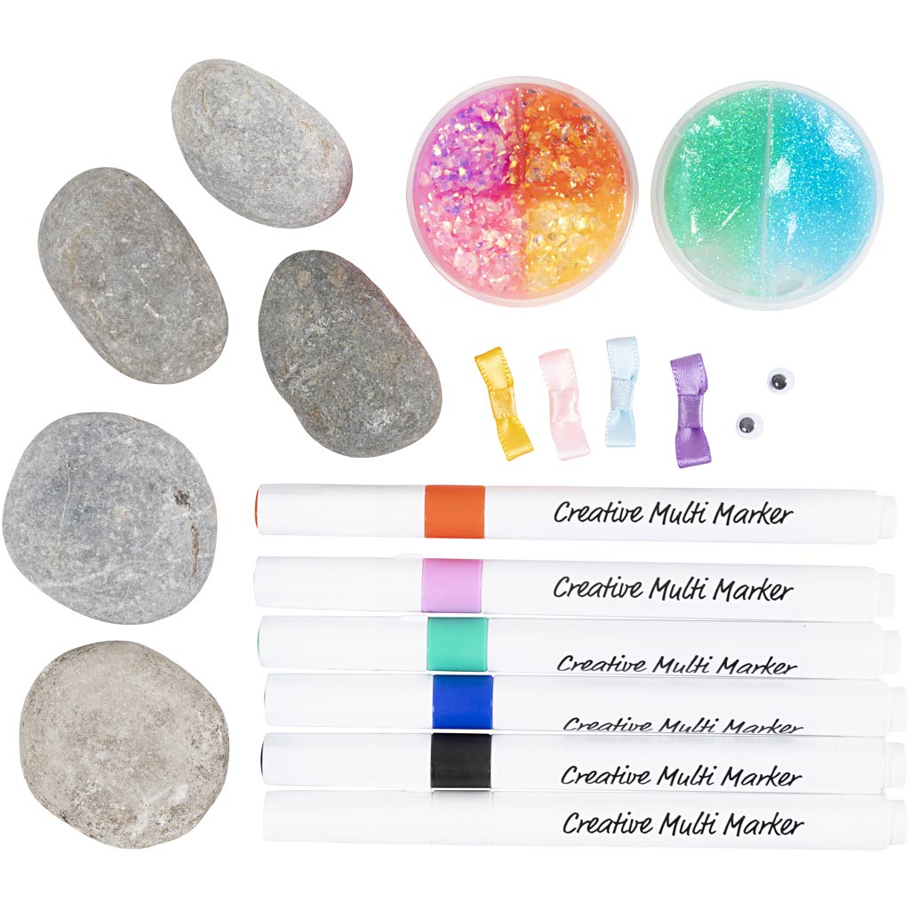 Craft Kit Stone Decoration, Monster, assorted colours