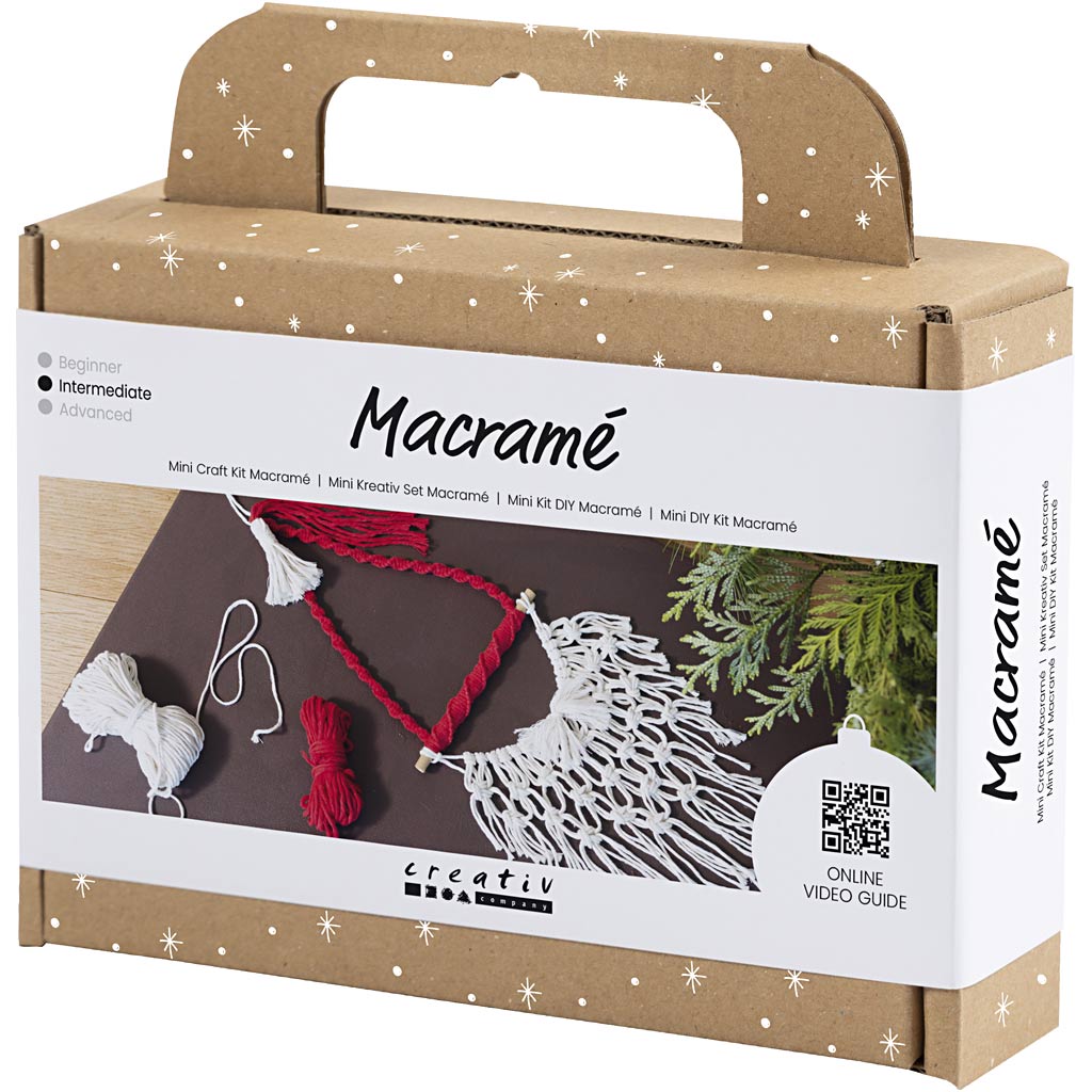 Mini Craft Kit Macramé, Santa Claus, christmas red, off-white