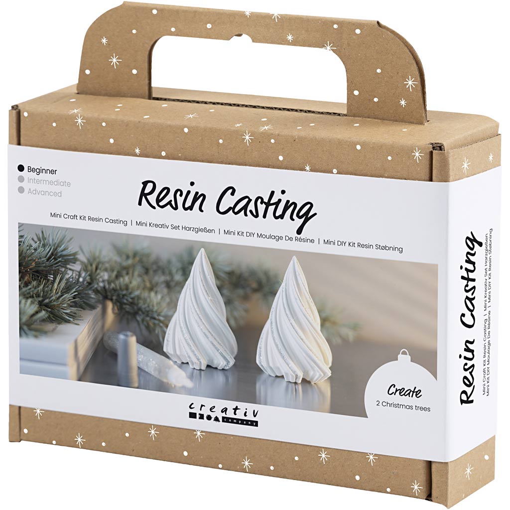 Mini Craft Kit Resin Casting, Christmas trees, white
