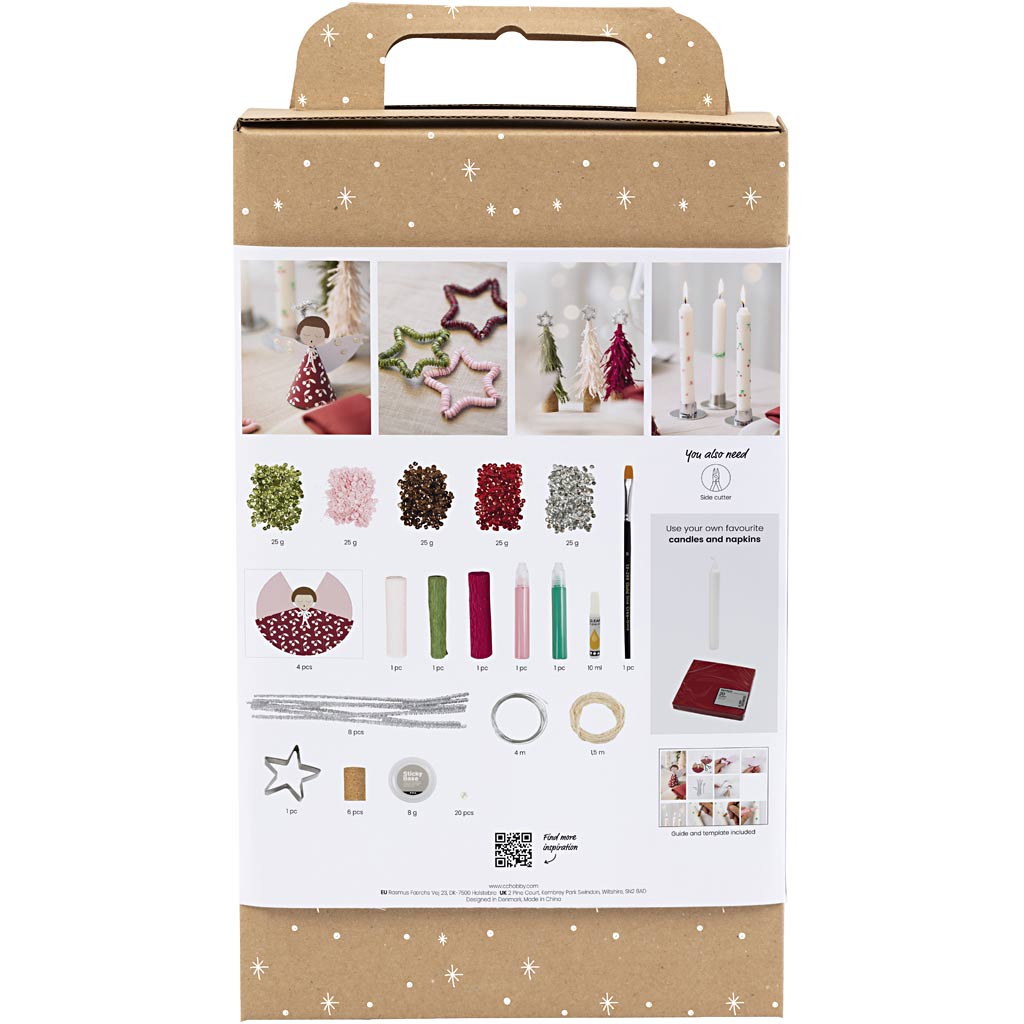 Craft Kit Table Decorations, Angels, Christmas trees, stars, assorted colours