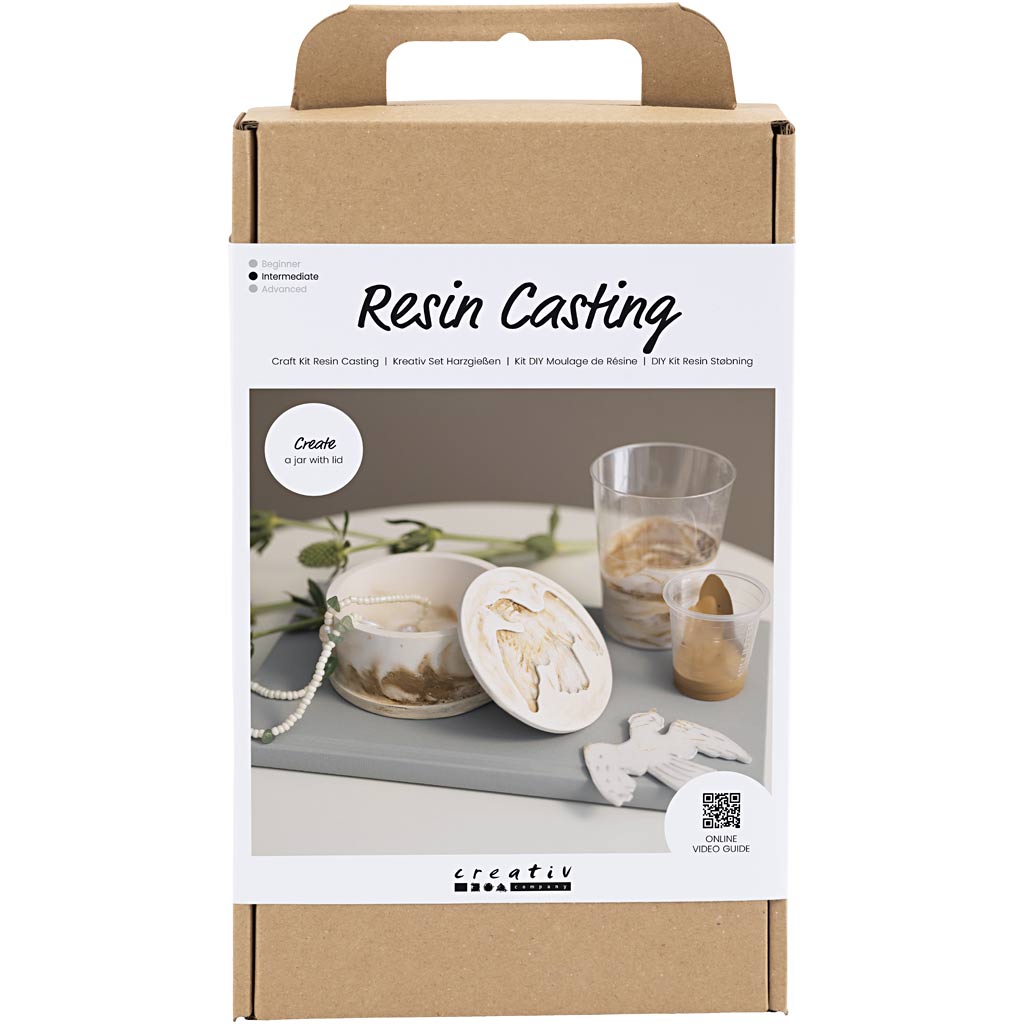 Craft Kit Resin Casting, Jar with lid, beige, off white