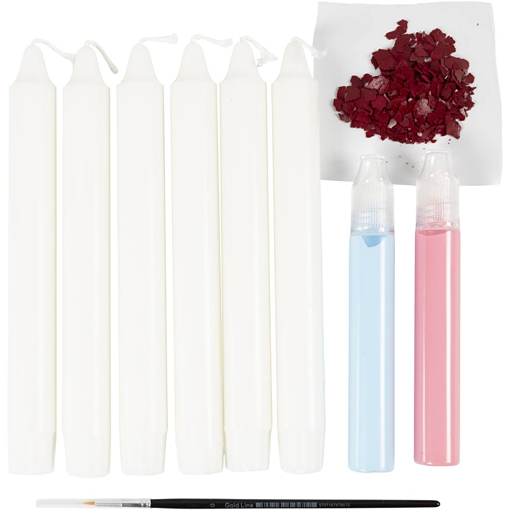 Craft Kit Candle Decorating, Decorated taper candles, white