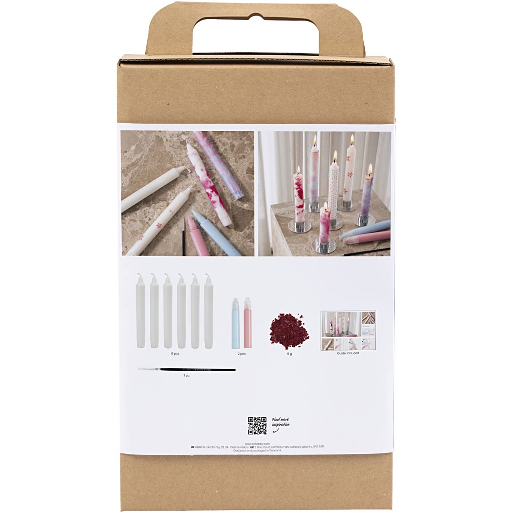 Craft Kit Candle Decorating, Decorated taper candles, white