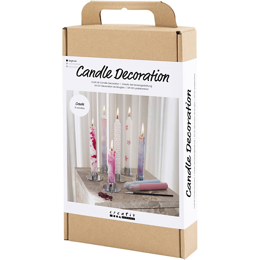 Craft Kit Candle Decorating, Decorated taper candles, white