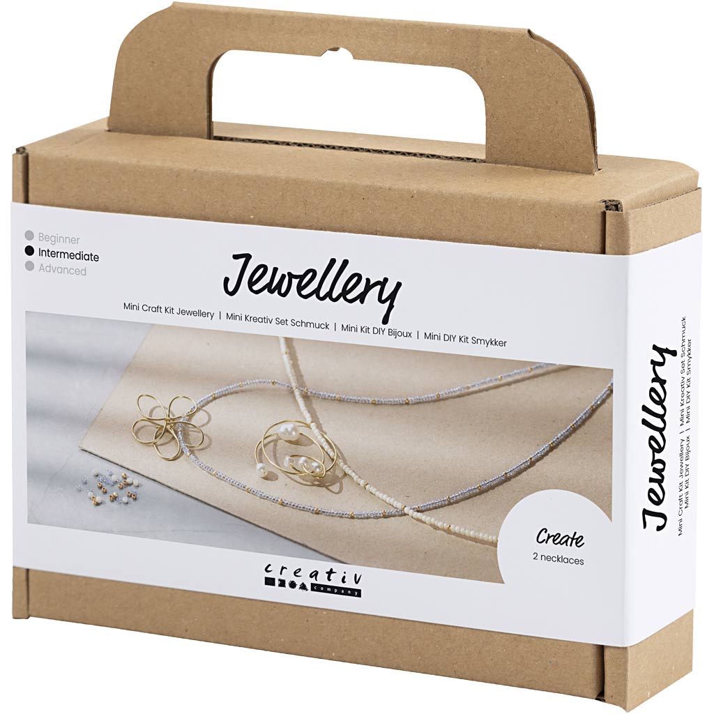 Mini Craft Kit Jewellery, Necklace with wire pendant, gold-plated
