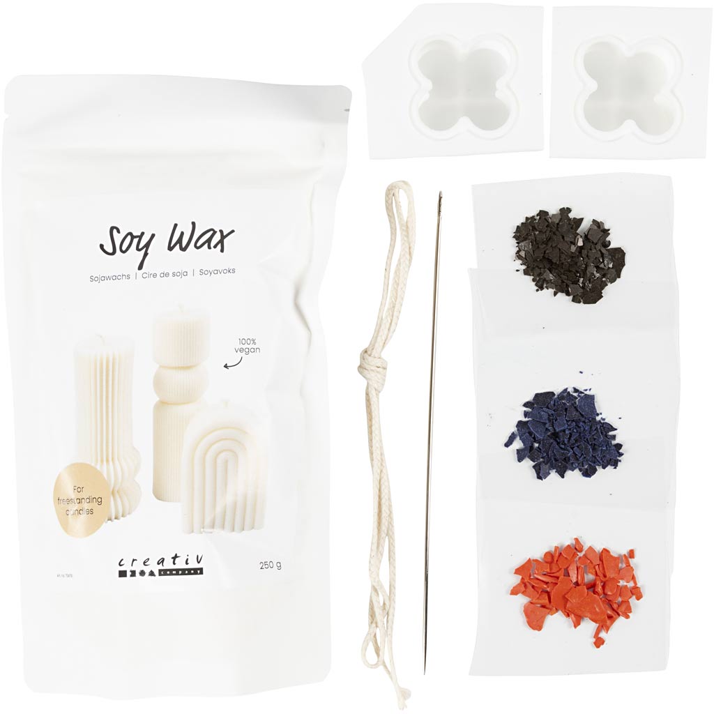 Craft Kit Candle Making, Bubble soy candle, warm beige, light blue, cream