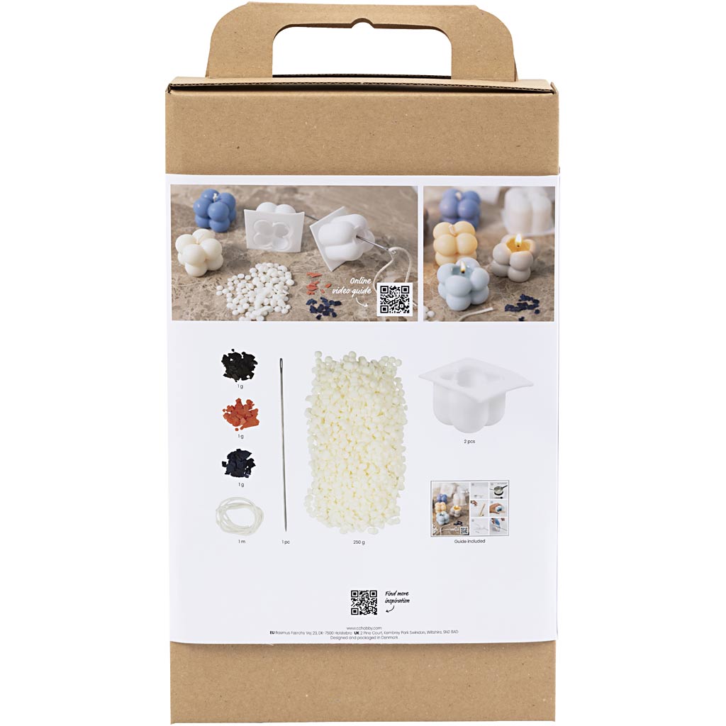 Craft Kit Candle Making, Bubble soy candle, warm beige, light blue, cream