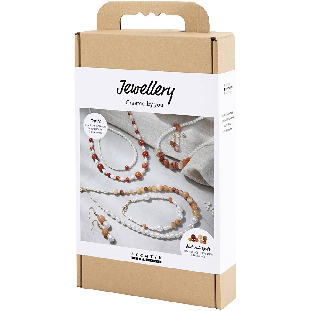 Craft Kit Jewellery, beige, burnt orange, white - mother-of-pearl