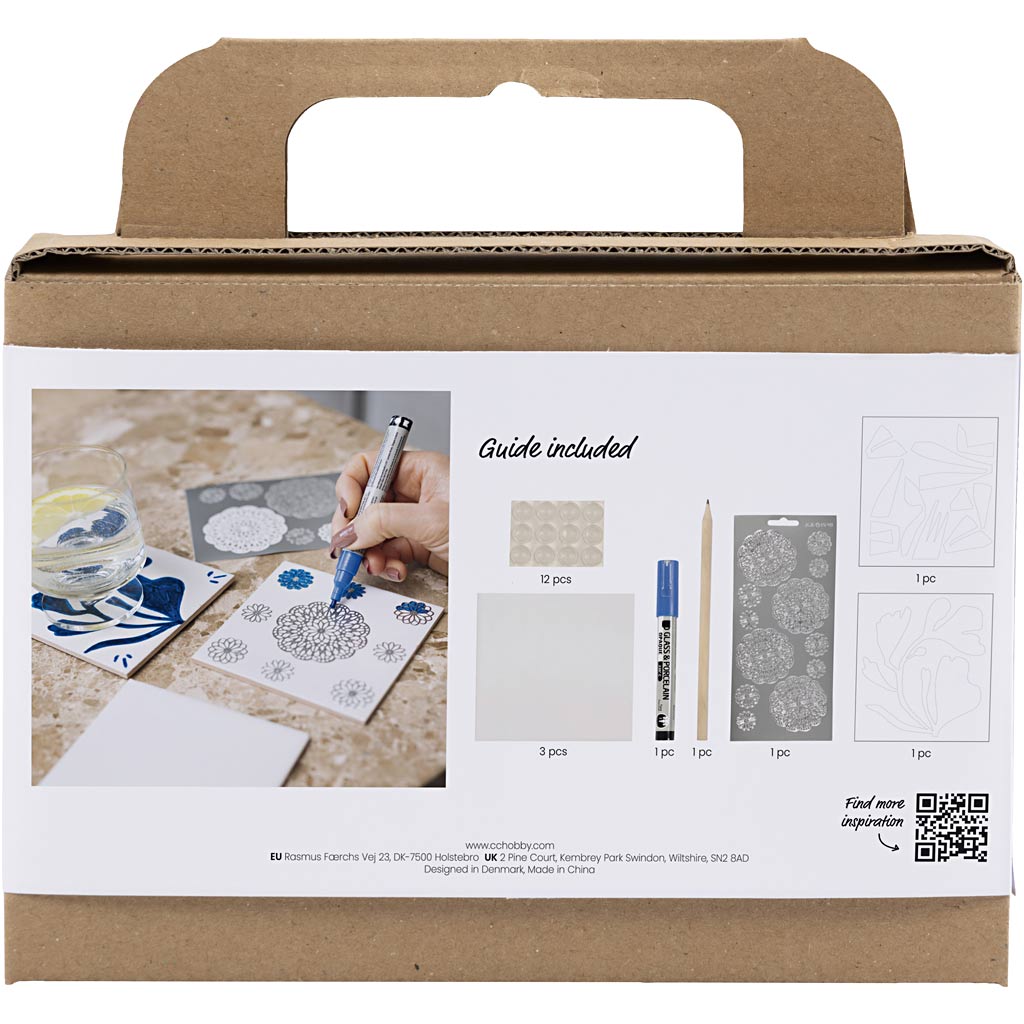 Mini Craft Kit Decoration, Porcelain coasters, blue