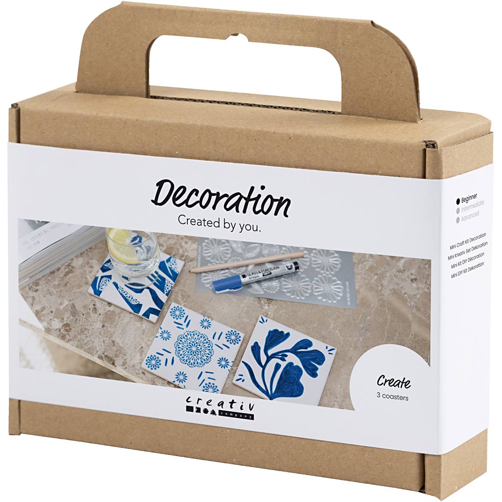 Mini Craft Kit Decoration, Porcelain coasters, blue