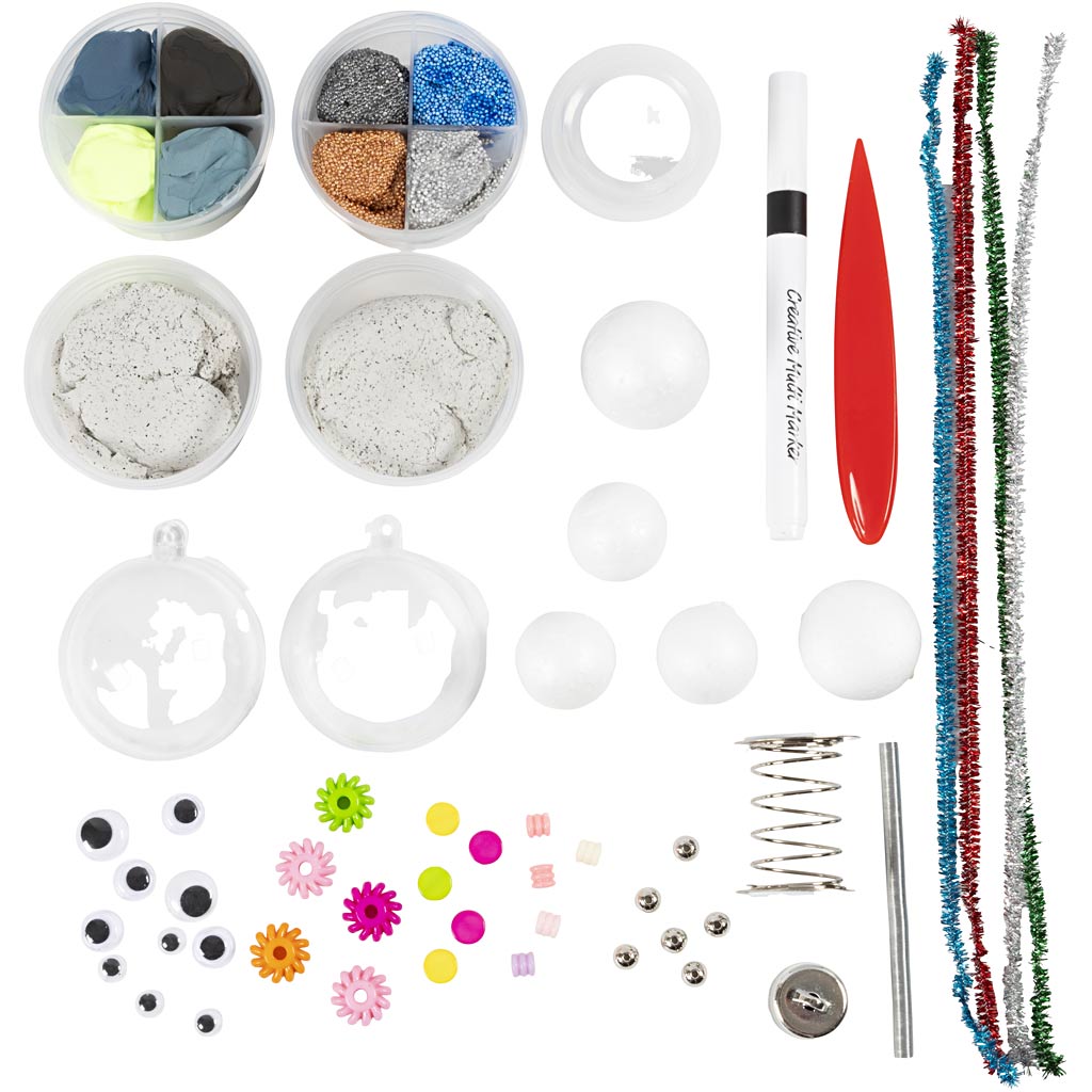 Craft Kit Modelling, Robot, blue, grey, red, silver-plated