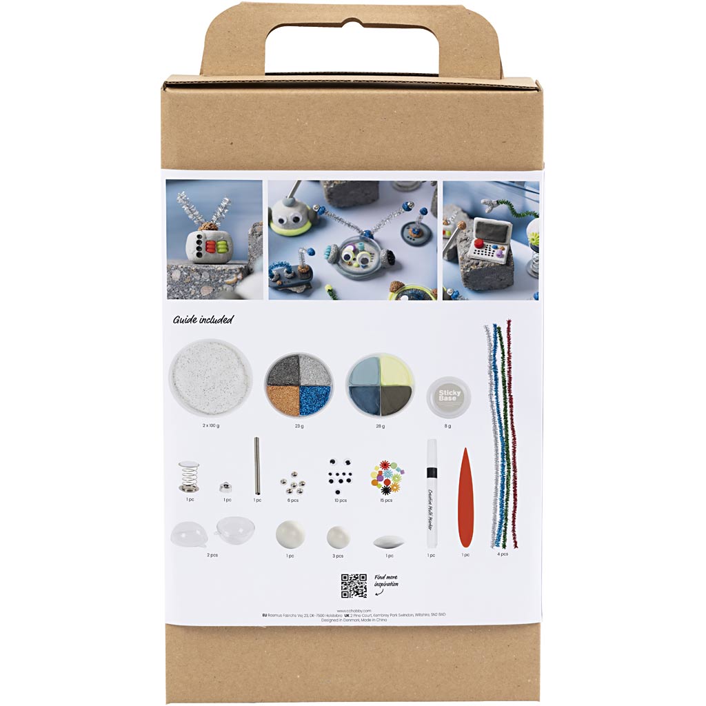 Craft Kit Modelling, Robot, blue, grey, red, silver-plated
