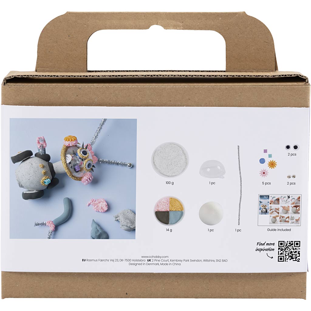 Mini Craft Kit Modelling, robot, grey, pink, 1 pack