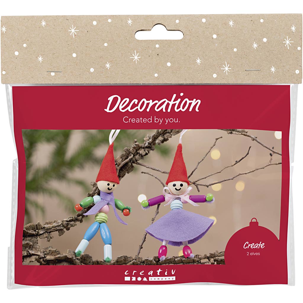 Mini Craft Kit Decoration, Christmas elves, assorted colours, 1 pack